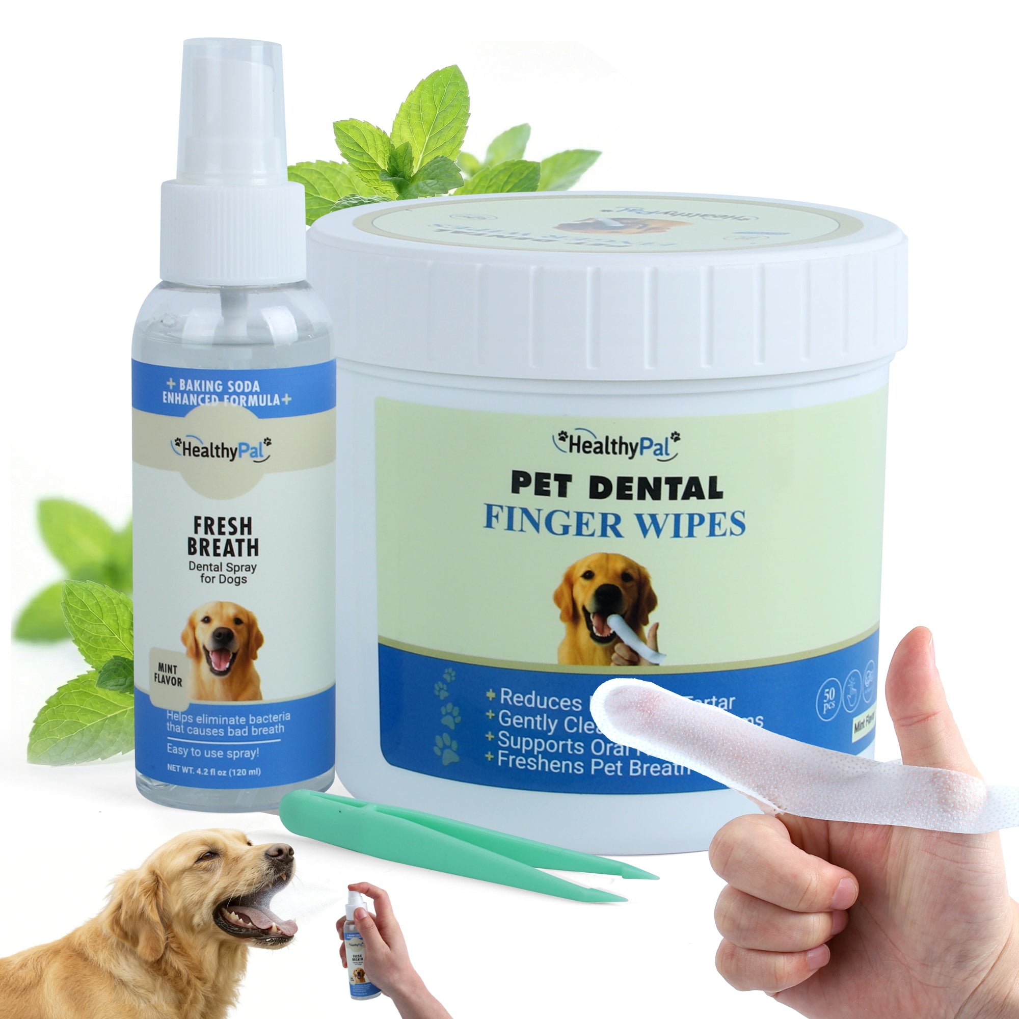Pet Dental Finger Wipes for Dogs & Cats