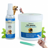 Pet Dental Finger Wipes for Dogs – 50 Mint Flavor Dog Dental Wipes + Mint Fresh Breath Spray