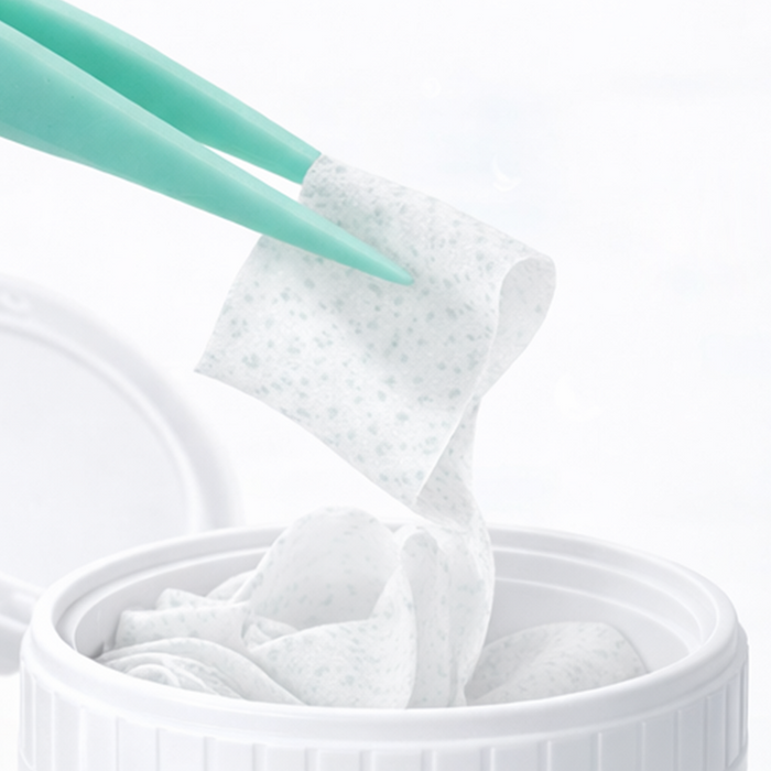 Take out one dental wipe with Tweezer