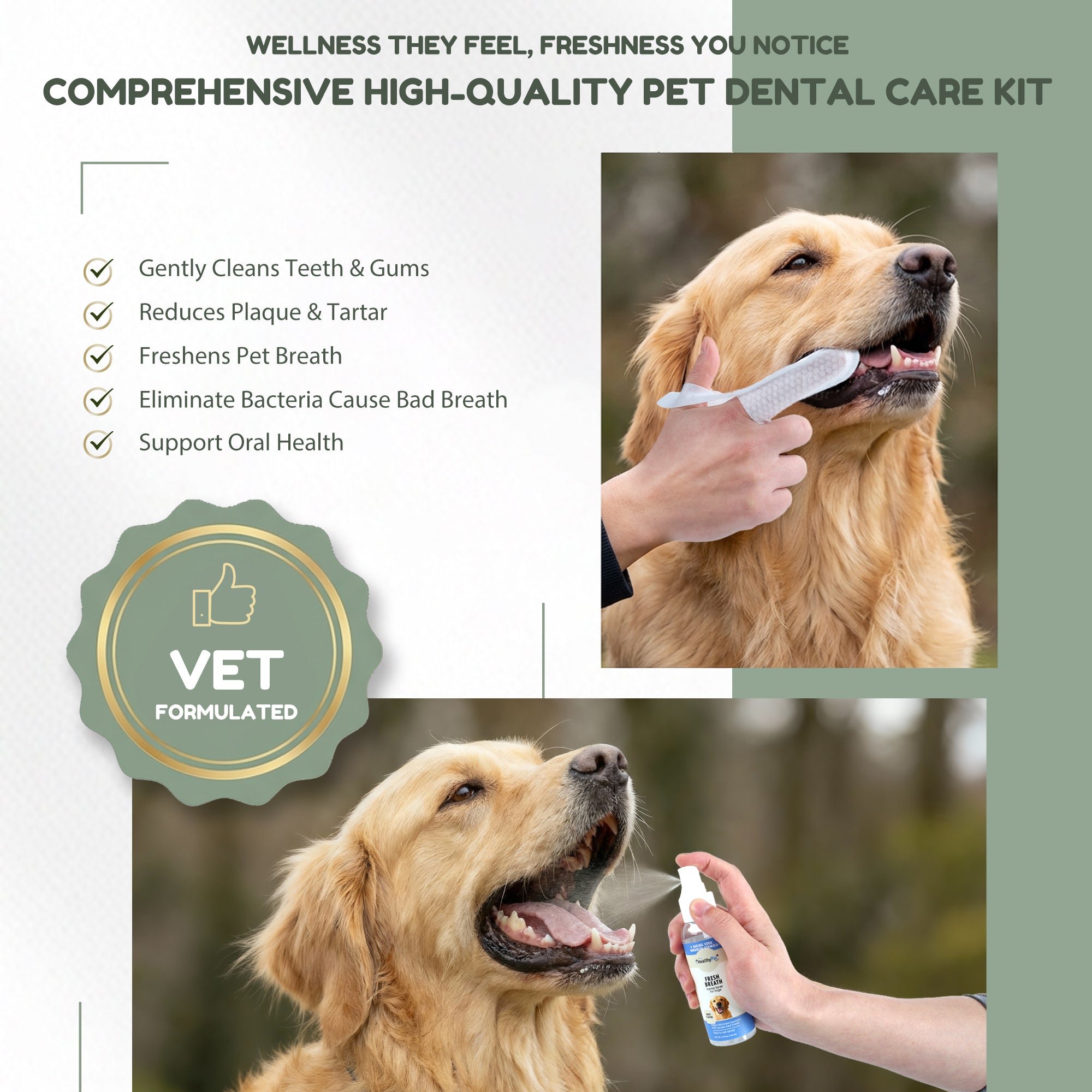 Pet Dental Finger Wipes for Dogs & Cats
