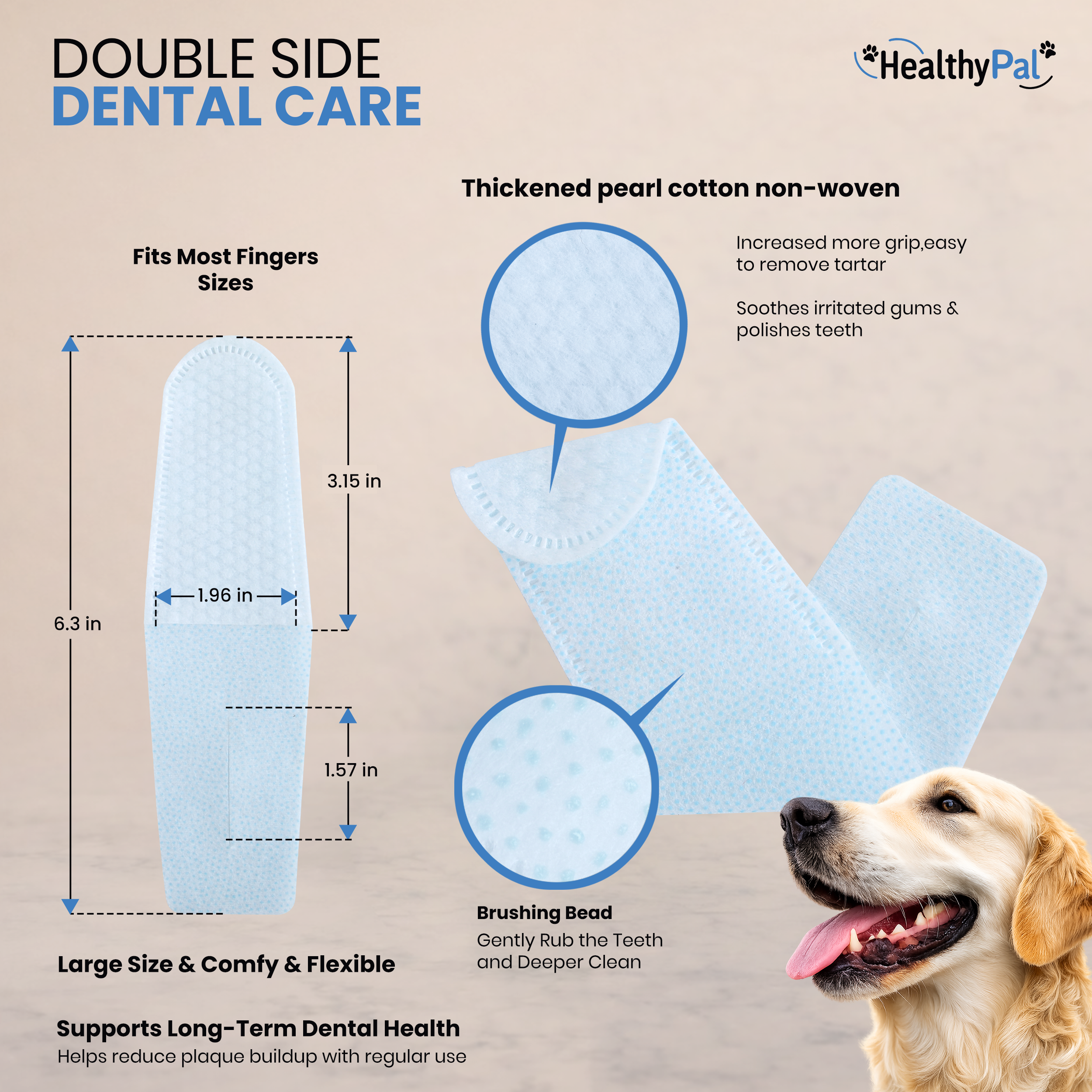 Pet Dental Finger Wipes for Dogs – 50 Mint Flavor Dog Dental Wipes + Mint Fresh Breath Spray